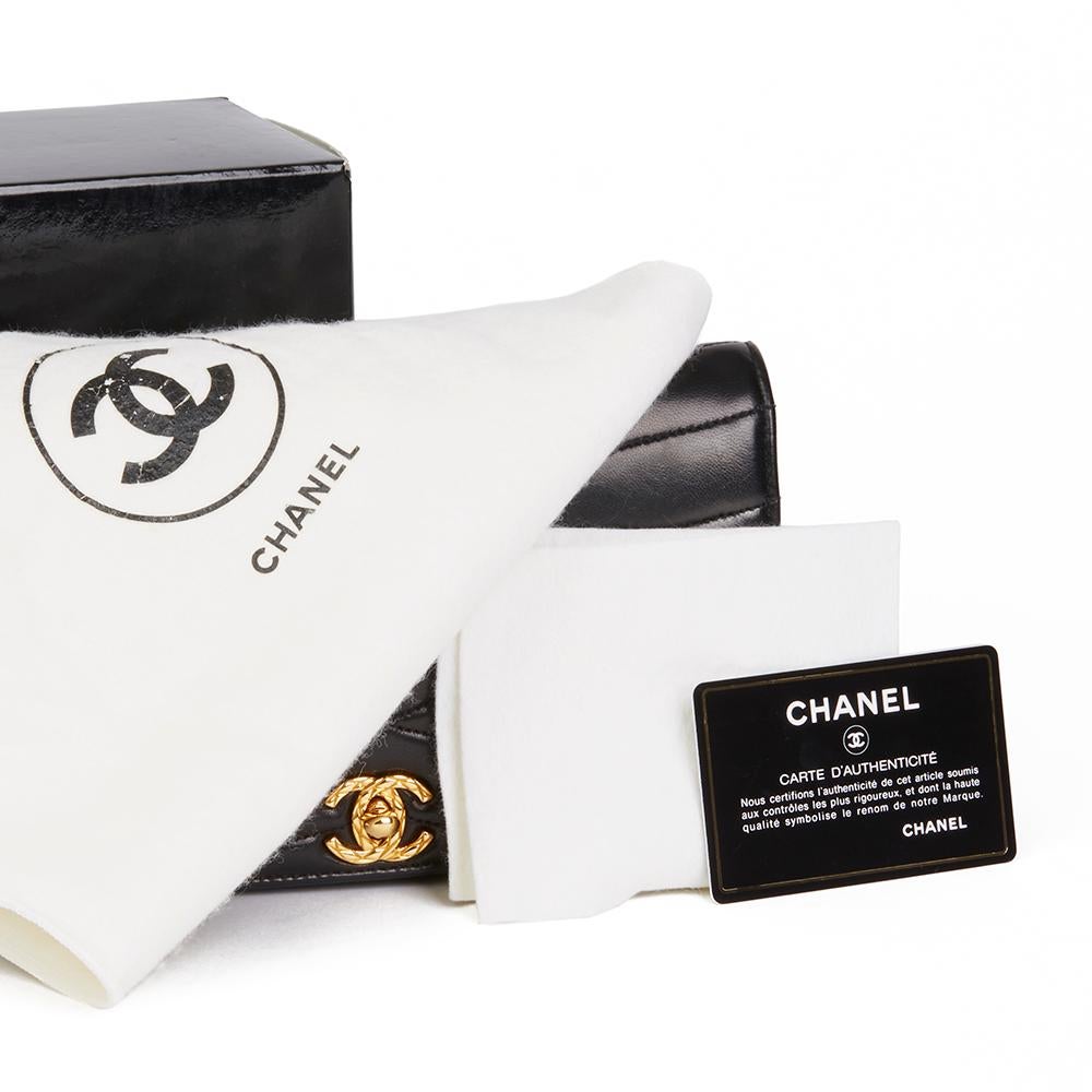 1992 Chanel Black Wave Quilted Lambskin Vintage Classic Clutch 5