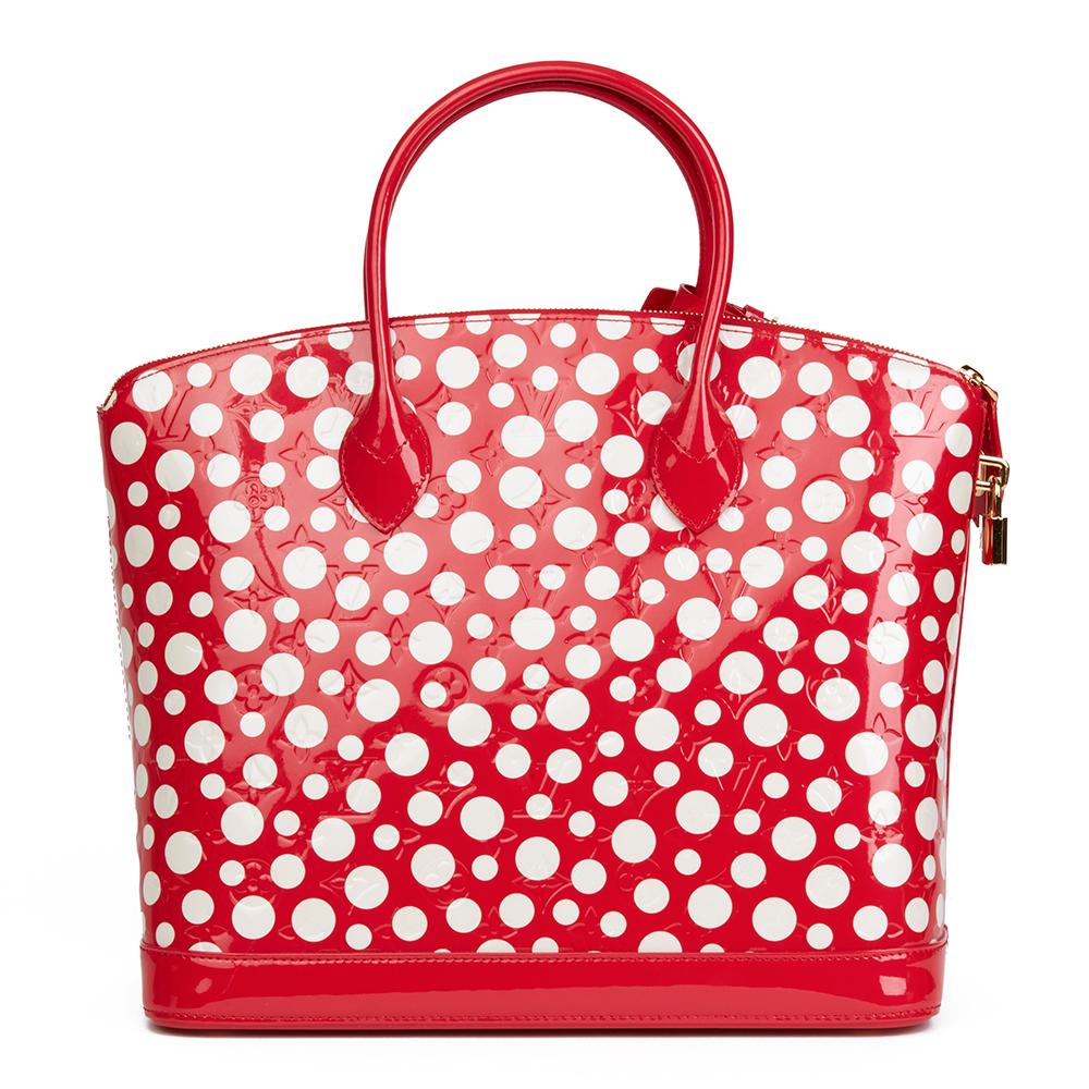 2012 Louis Vuitton Red Vernis Leather Dots Infinity Yayoi Kusama Lockit MM In Excellent Condition In Bishop's Stortford, Hertfordshire