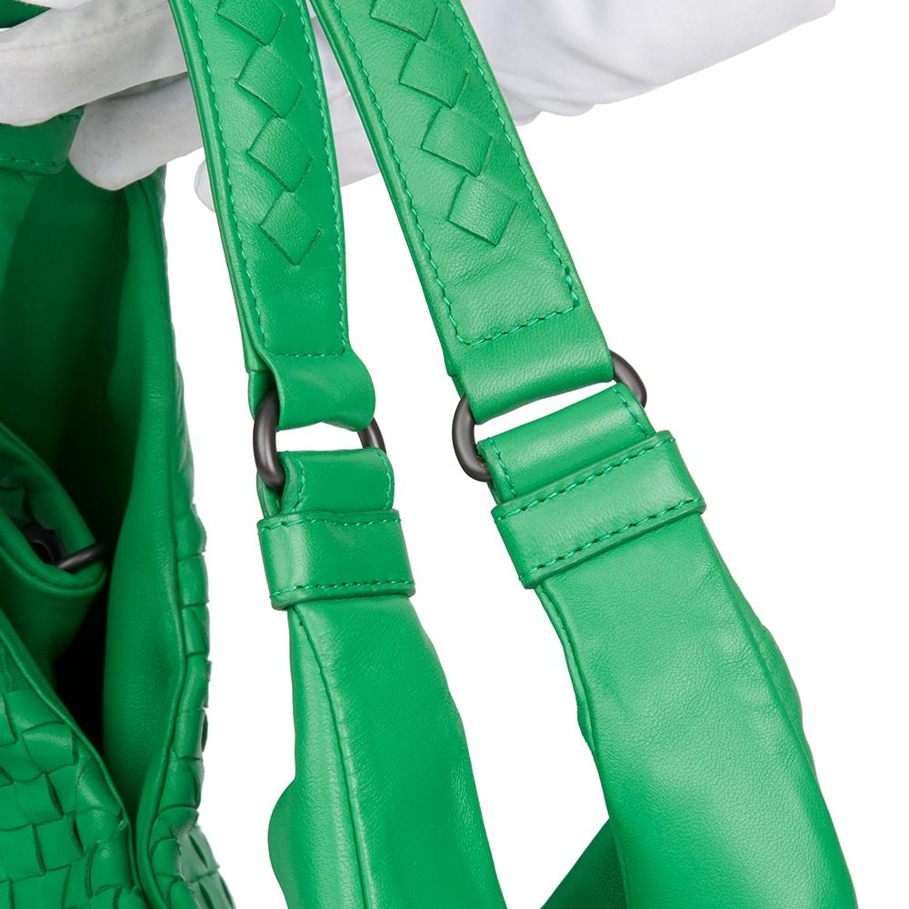 Women's 2010s Bottega Veneta Irish Green Woven Lambskin Medium Campana Bag