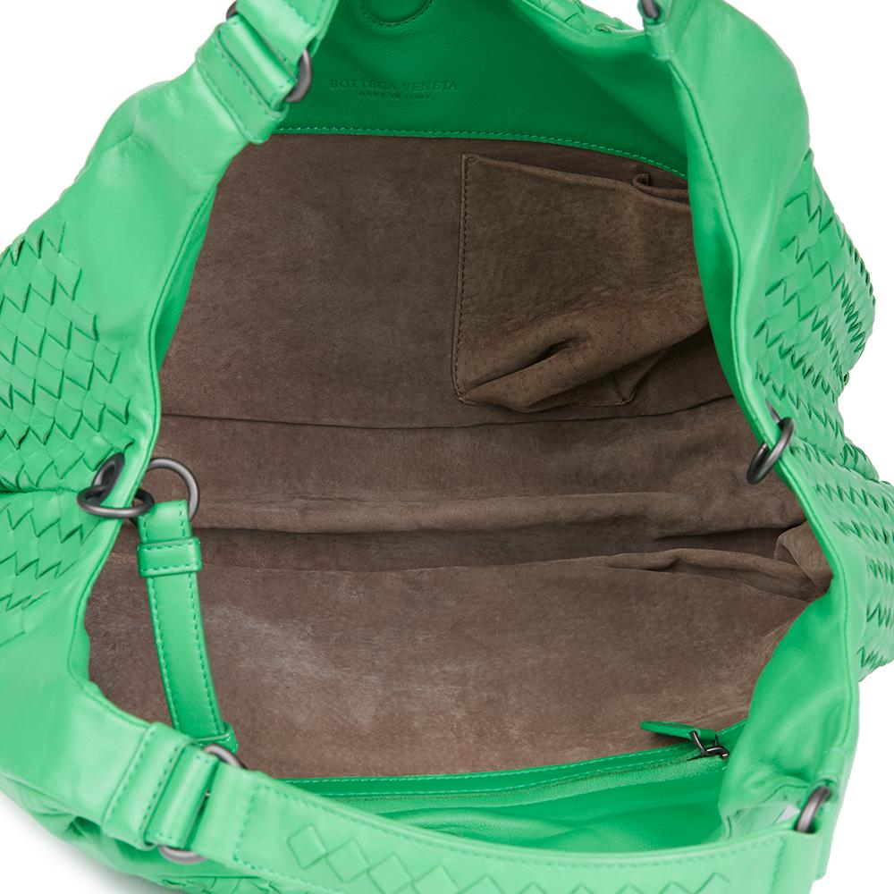 2010s Bottega Veneta Irish Green Woven Lambskin Medium Campana Bag 3