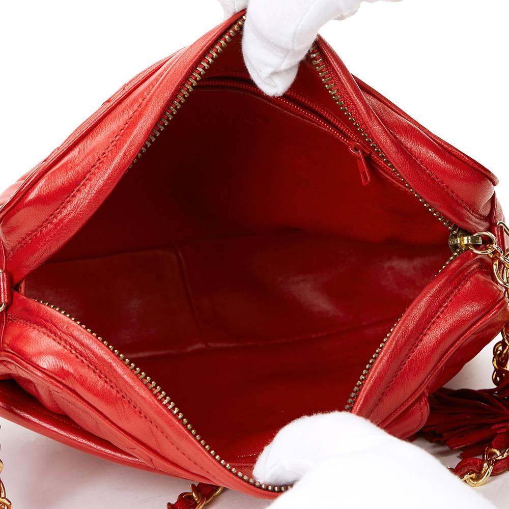 Chanel Red Quilted Lambskin Vintage Camera Bag, 1980s 3