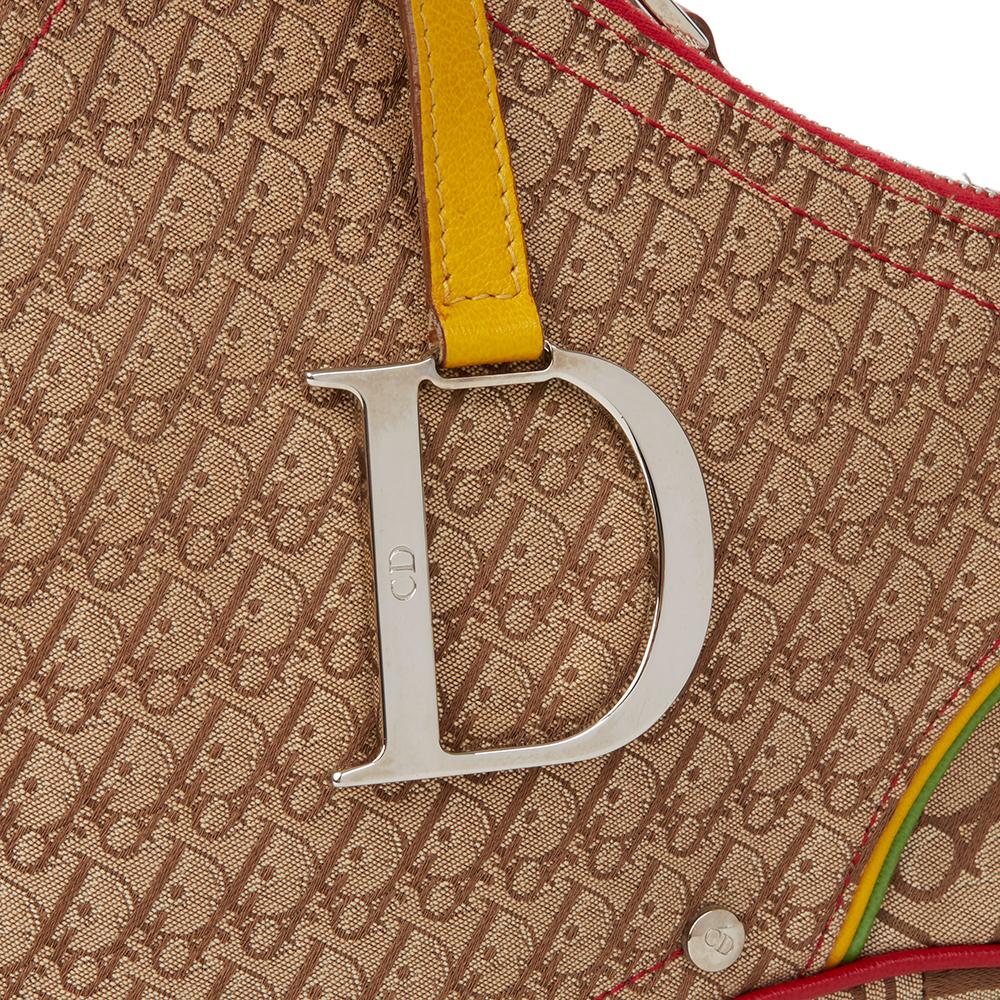 Women's 2004 Christian Dior Brown Monogram Canvas Rasta Saddle Bag