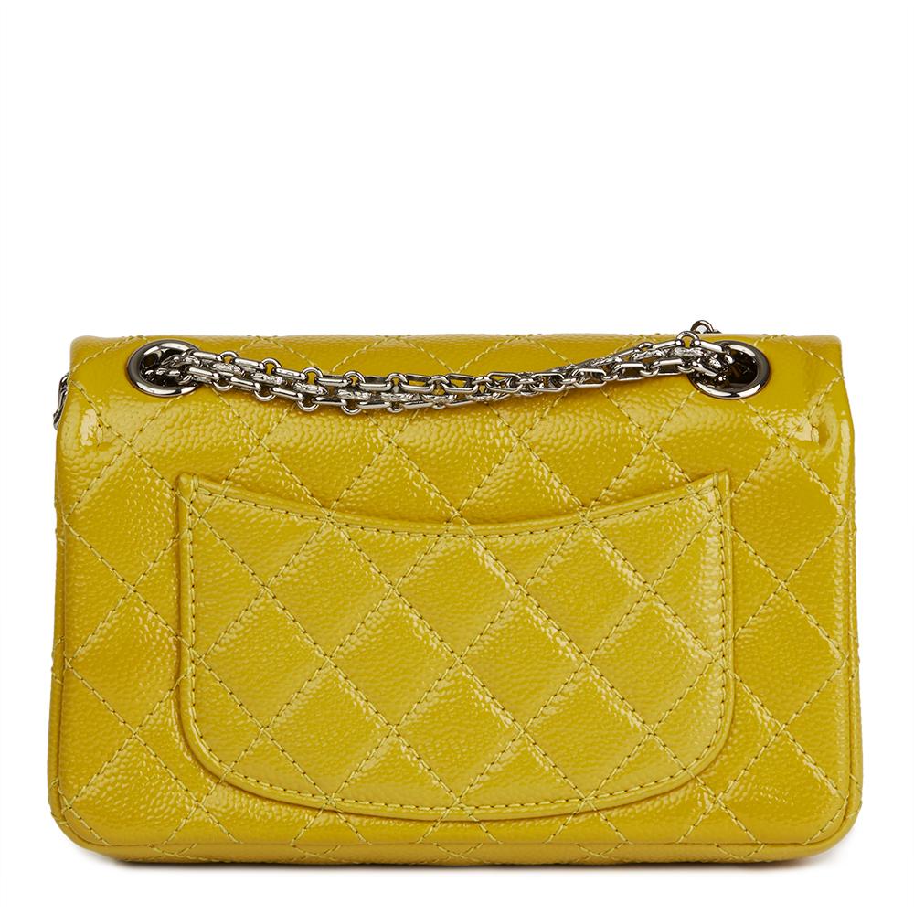 2014 Chanel Chartreuse Patent Caviar Leather 2.55 Reissue 224 Double Flap Bag In Excellent Condition In Bishop's Stortford, Hertfordshire