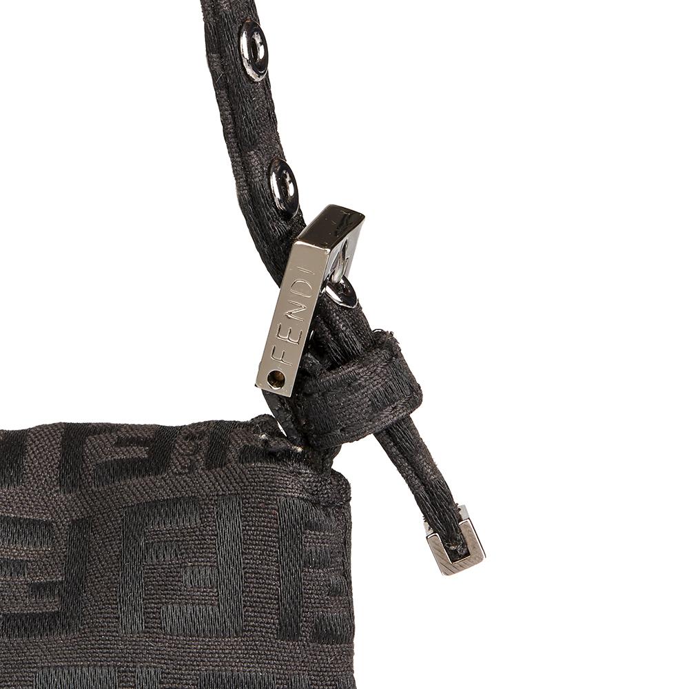 2000's Fendi Black Monogram Canvas Baguette  2