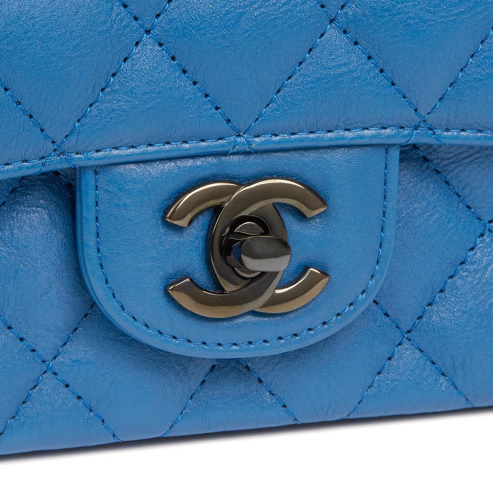 2017 Chanel Blue Quilted Calfskin Leather Mini Flap Bag 1