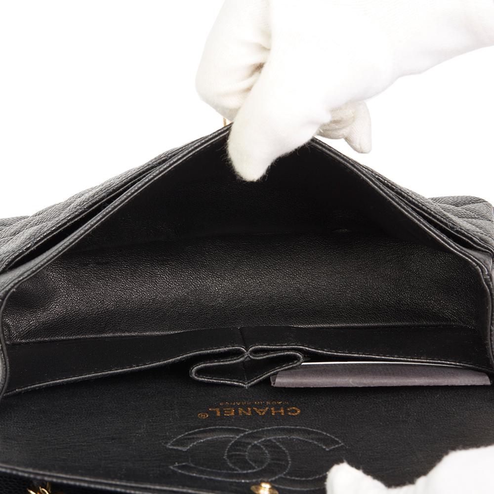 2004 Chanel Black Quilted Caviar Leather Small Classic Double Flap Bag 1