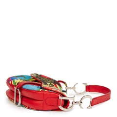 2003 Christian Dior Multicolour Canvas & Red Calfski Rasta Mania Saddle Bag