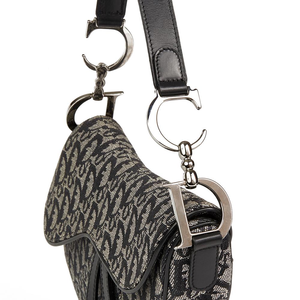 Women's 2006 Christian Dior Black Monogram Canvas Saddle Bag