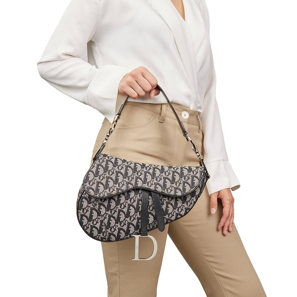 2006 Christian Dior Black Monogram Canvas Saddle Bag 4
