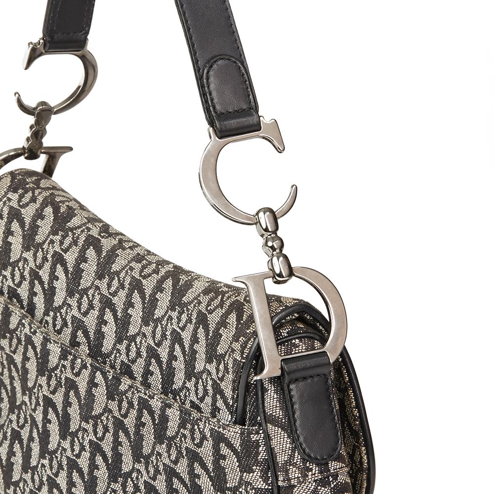 2002 Christian Dior Black Monogram Canvas Double Saddle Bag In Good Condition In Bishop's Stortford, Hertfordshire