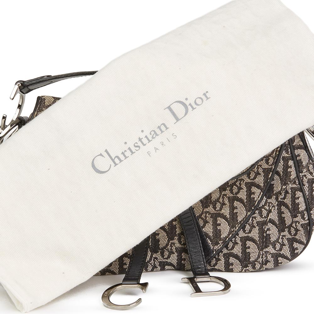 2002 Christian Dior Black Monogram Canvas Double Saddle Bag 2