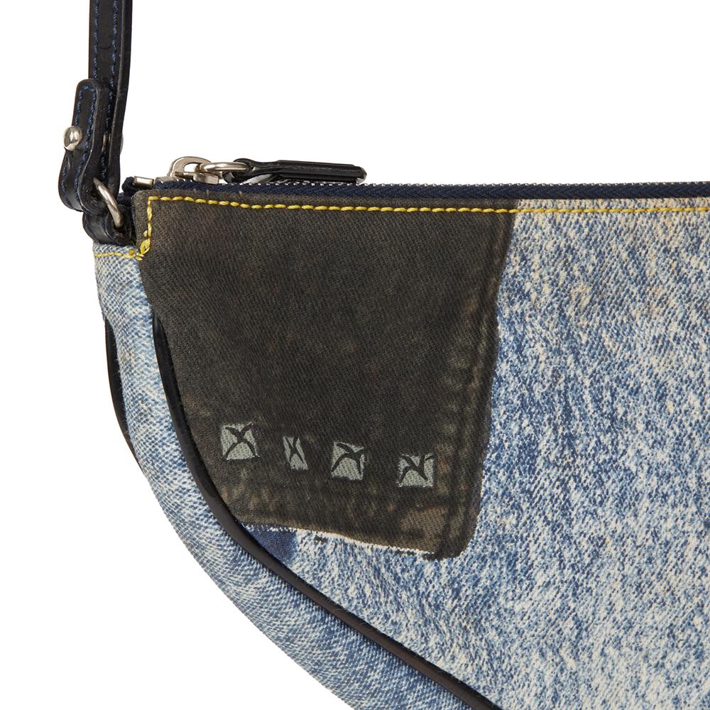 Gray Christian Dior Blue Patchwork Denim Saddle Pouch, 2000