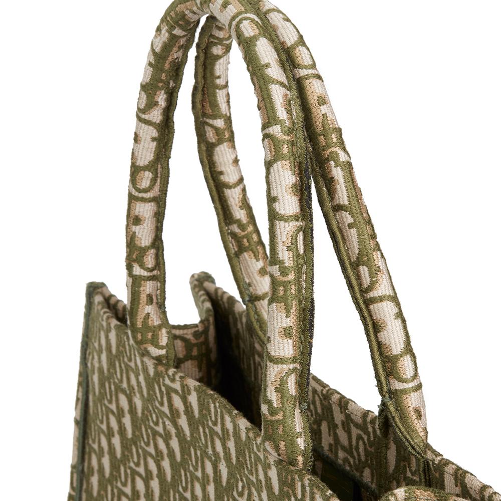 Brown Christian Dior Green Oblique Monogram Canvas Book Tote, 2018