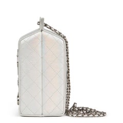 Chanel Silver Iridescent Goatskin Leather Lait De Coco Milk Carton Bag, 2010s