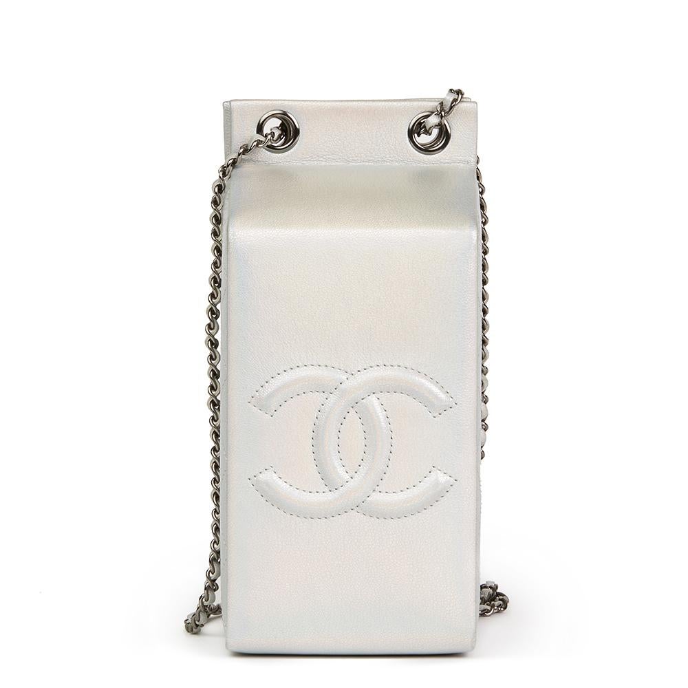chanel silver milk carton bag