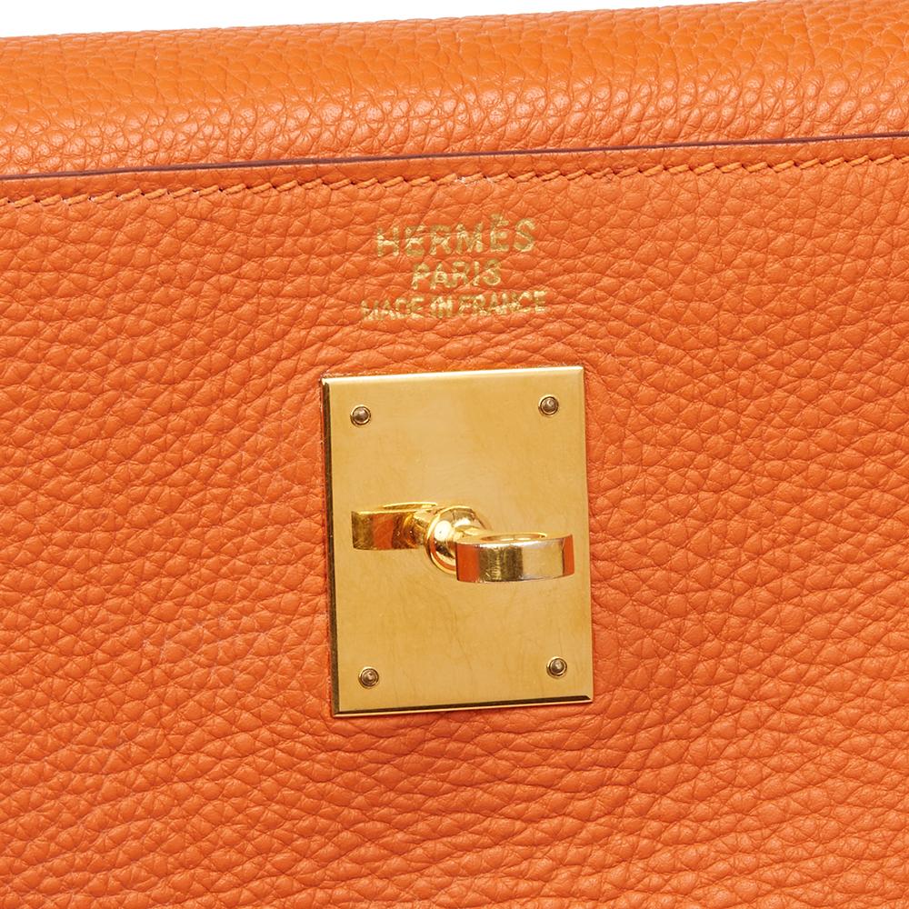 2005 Hermes Orange Togo Leather Kelly 35cm Sellier  2