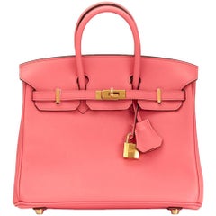 Hermes Rose Azalee Swift Leather Birkin 25cm