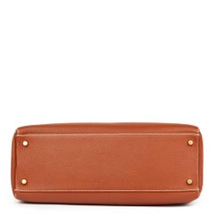 2001 Hermes Brique Togo Leather Retourne Kelly 32cm Bag