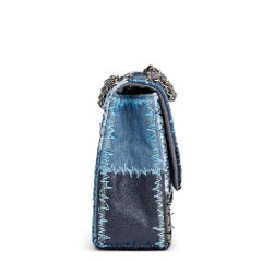 2015 Chanel Blue Denim Patchwork Jumbo Classic Single Flap Bag