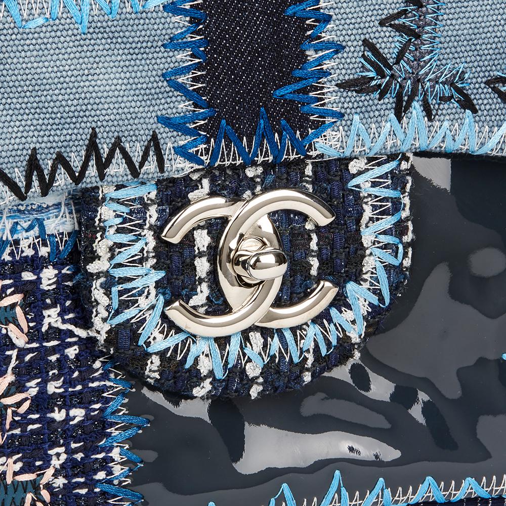 2015 Chanel Blue Denim Patchwork Jumbo Classic Single Flap Bag In Excellent Condition In Bishop's Stortford, Hertfordshire