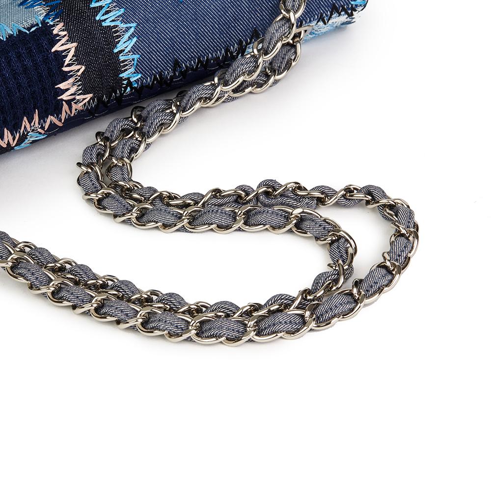 Women's 2015 Chanel Blue Denim Patchwork Jumbo Classic Single Flap Bag