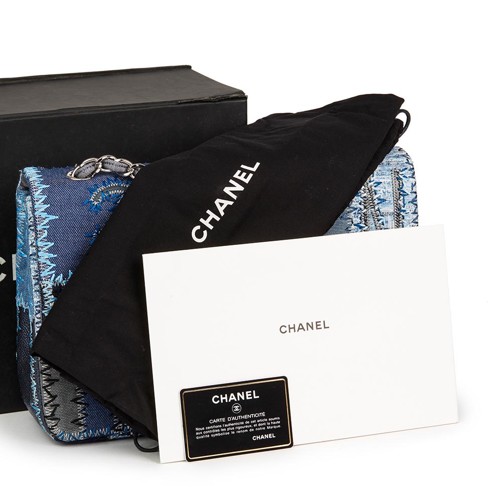 2015 Chanel Blue Denim Patchwork Jumbo Classic Single Flap Bag 4