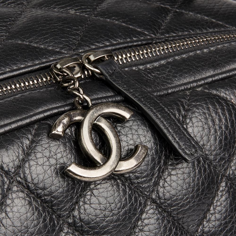 2017 Chanel Black Quilted Calfskin Large Round Trip Bowling Bag In Excellent Condition In Bishop's Stortford, Hertfordshire