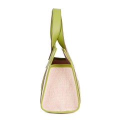 2010 Hermes Vert Anis Swift Leather & Natural Toile Petit H PM Skeleton Tote