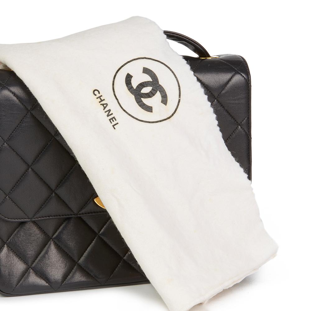 1994 Chanel Black Quilted Lambskin Vintage XL Classic Single Flap Bag 7
