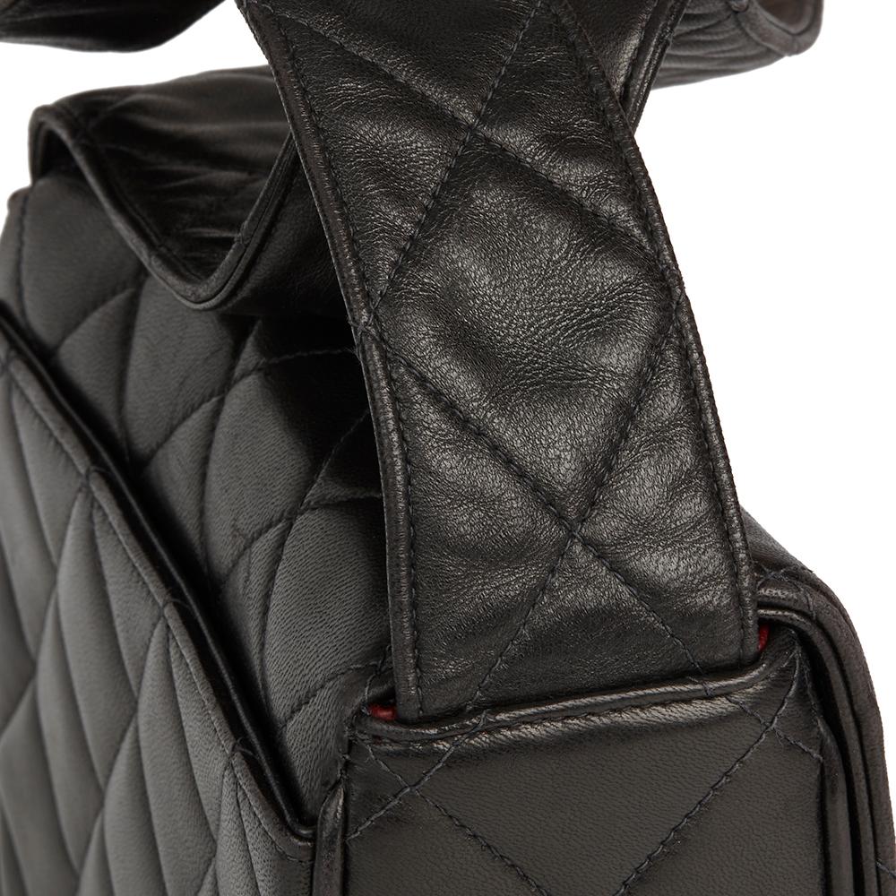 1991 Chanel Black Quilted Lambskin Vintage Leather Logo Shoulder Flap Bag 3