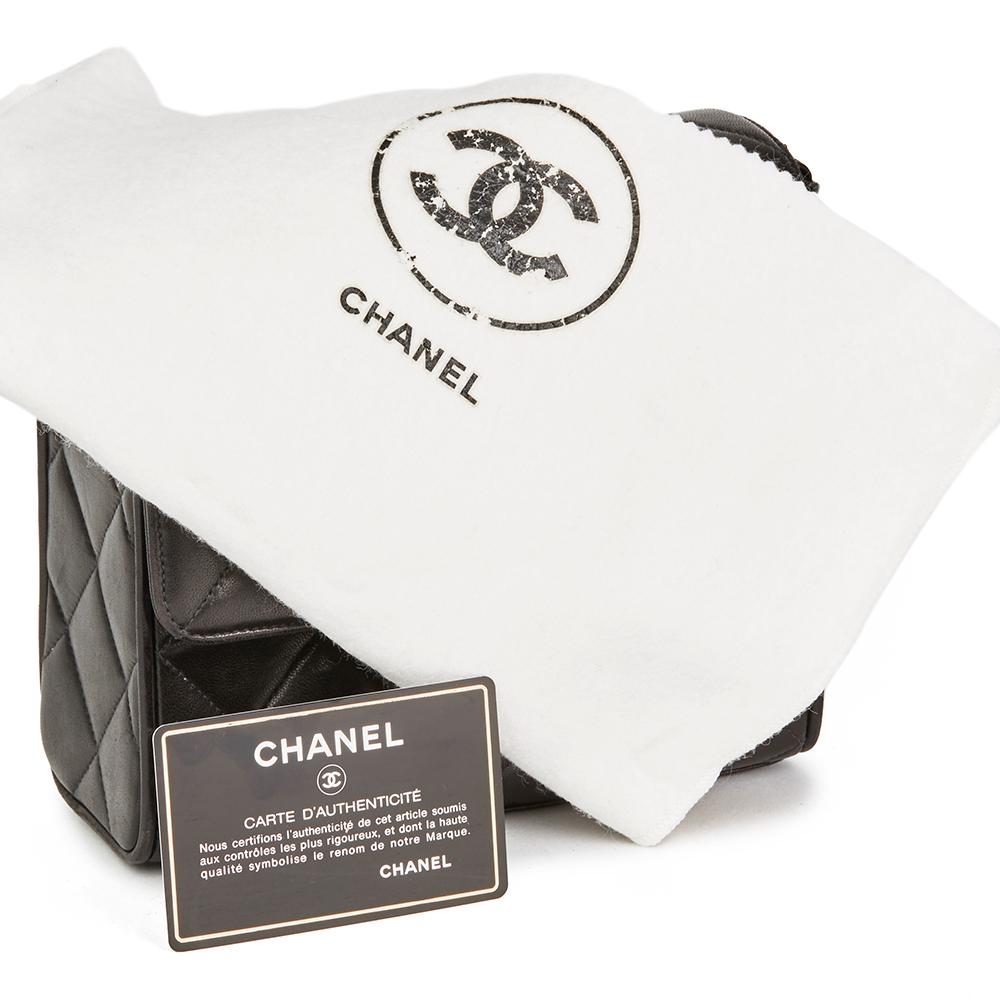 1991 Chanel Black Quilted Lambskin Vintage Leather Logo Shoulder Flap Bag 7