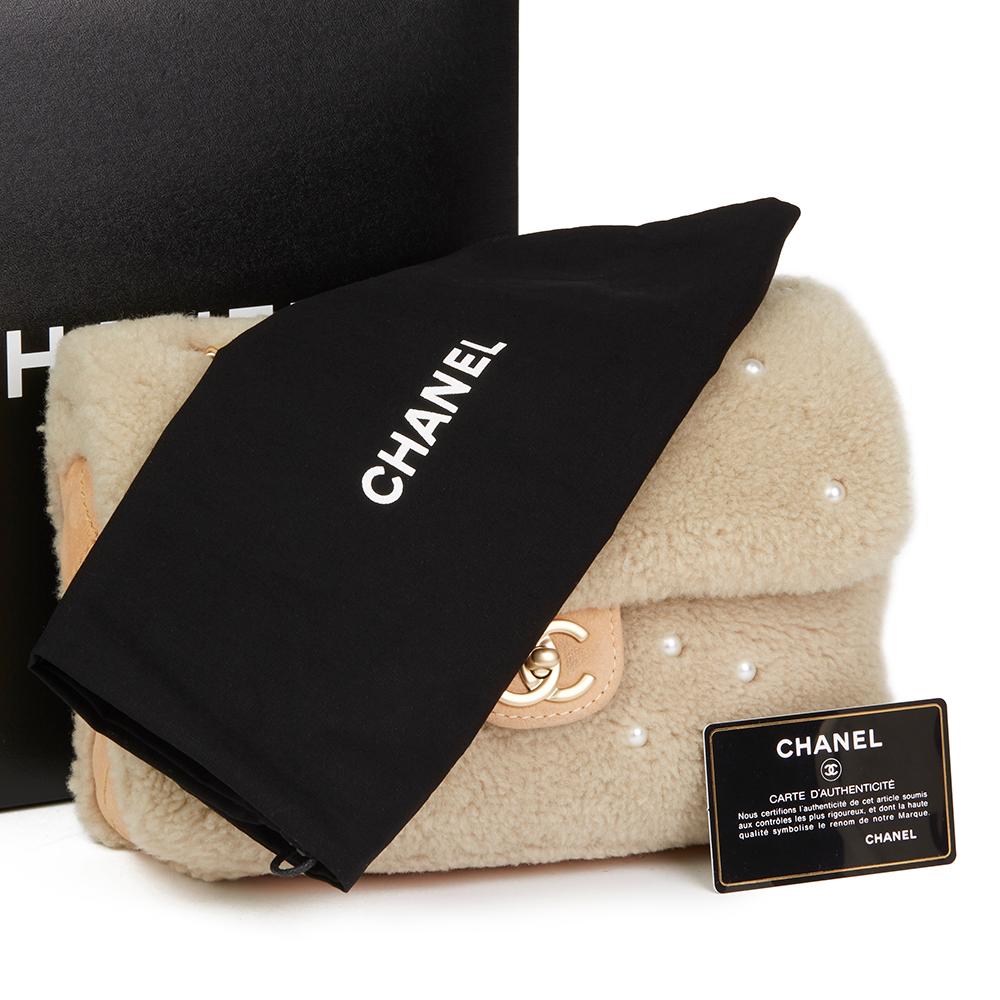 Chanel Light Beige Pearl Shearling and Lambskin Single Flap Bag, 2014  4