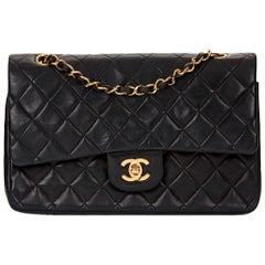 1996 Chanel Black Quilted Lambskin Vintage Medium Classic Double Flap Bag