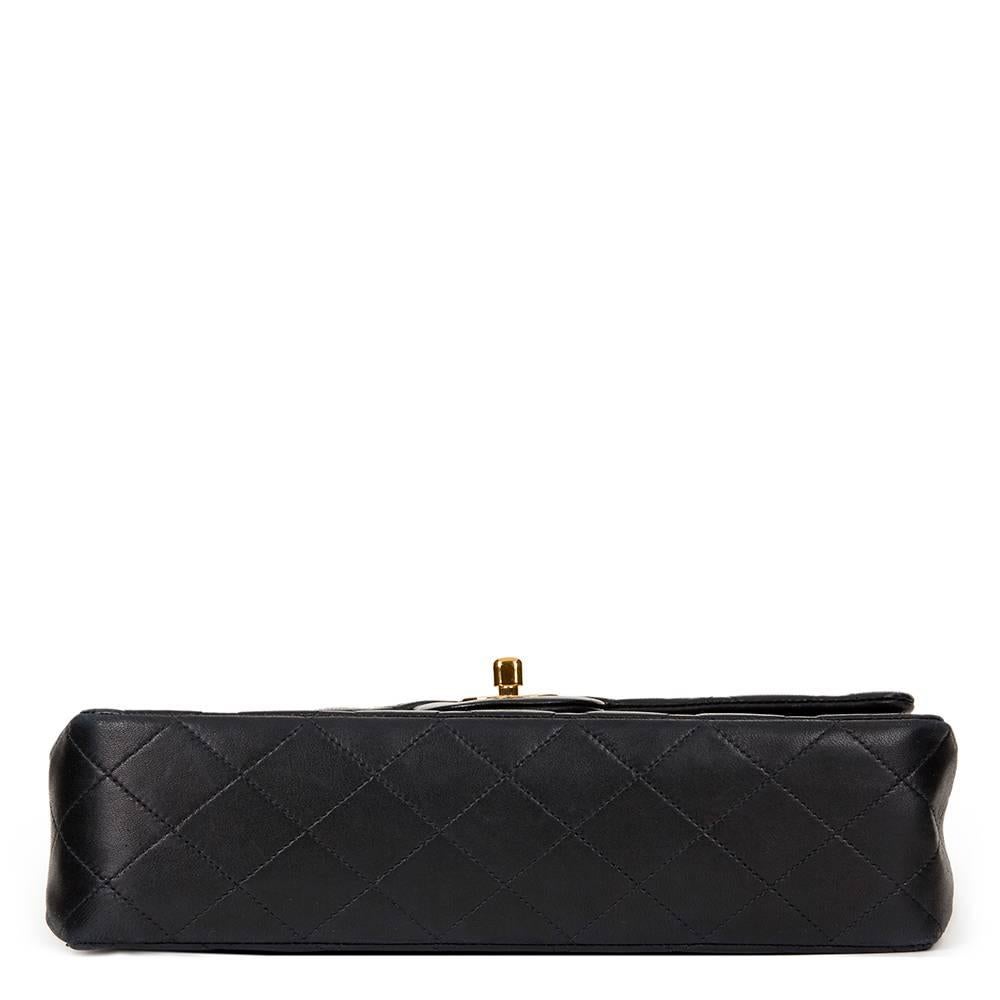 1996 Chanel Black Quilted Lambskin Vintage Medium Classic Double Flap Bag 1