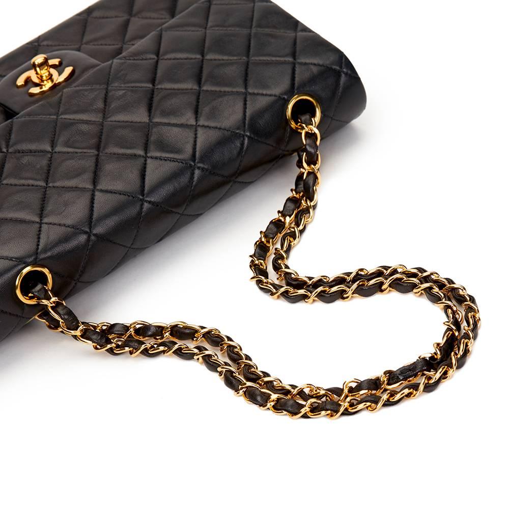 1996 Chanel Black Quilted Lambskin Vintage Medium Classic Double Flap Bag 2