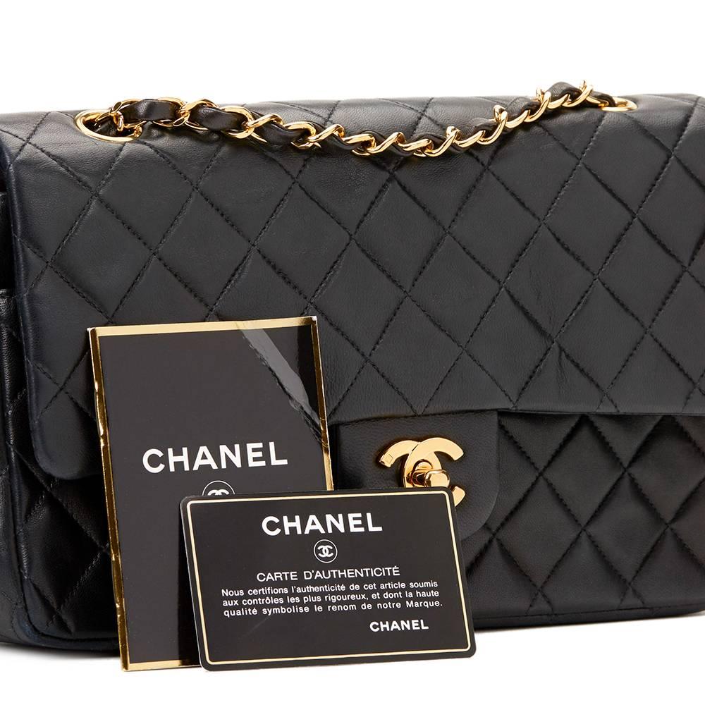 1996 Chanel Black Quilted Lambskin Vintage Medium Classic Double Flap Bag 6