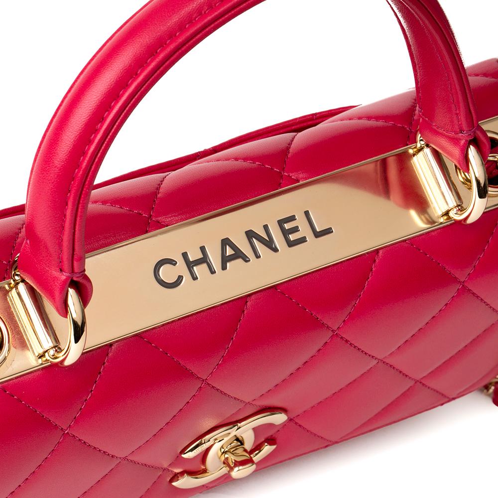 Women's or Men's 2017 Chanel Dark Pink Quilted Lambskin Small CC Handbag