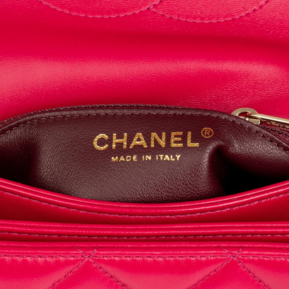 2017 Chanel Dark Pink Quilted Lambskin Small CC Handbag 1