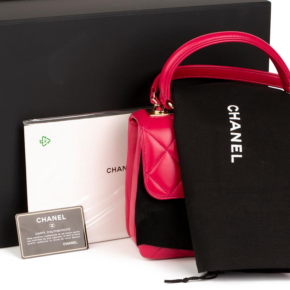 2017 Chanel Dark Pink Quilted Lambskin Small CC Handbag 4