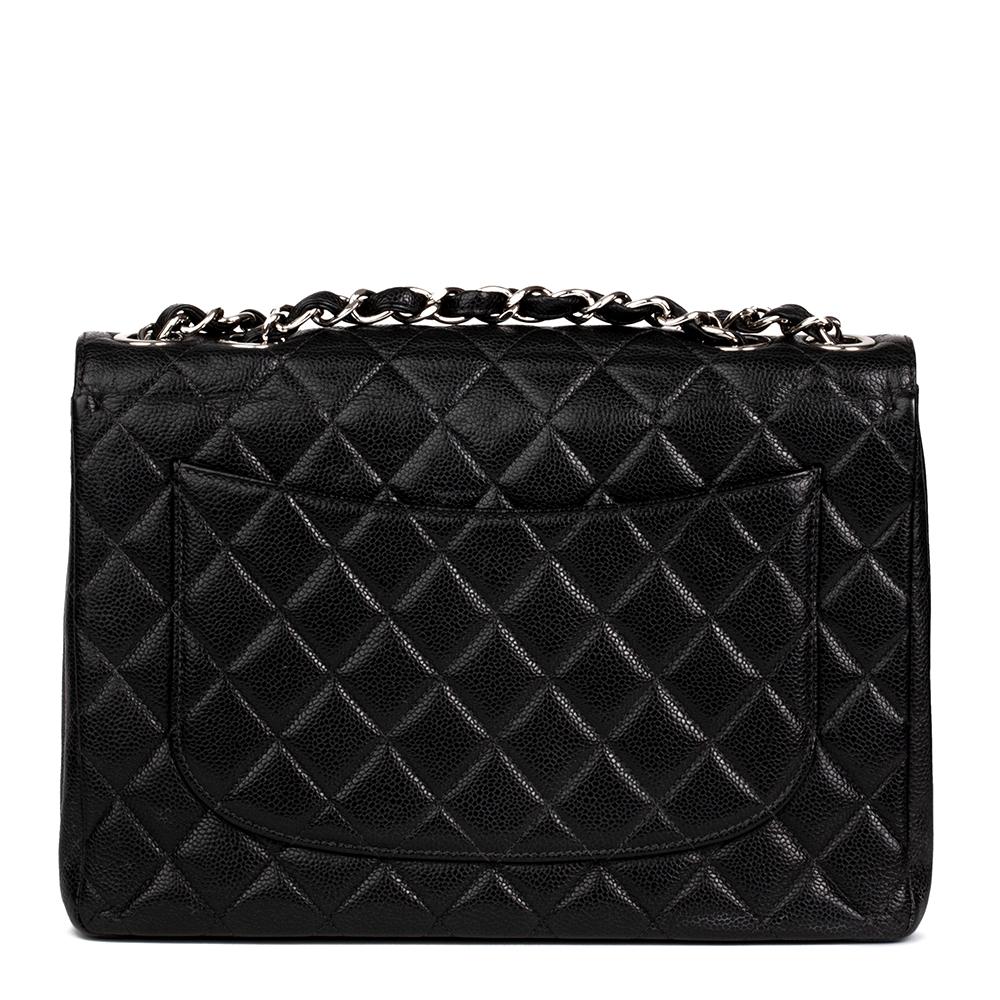 2001 Chanel Black Quilted Caviar Leather Classic Jumbo Flap Bag In Excellent Condition In Bishop's Stortford, Hertfordshire