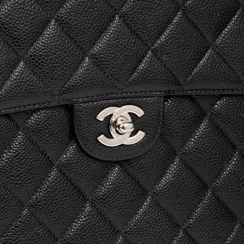 2001 Chanel Black Quilted Caviar Leather Classic Jumbo Flap Bag 1