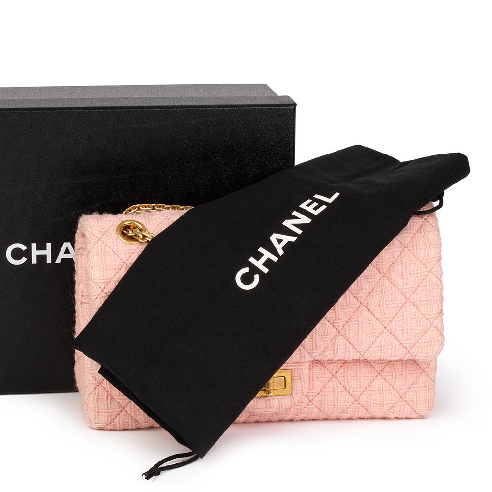 2017 Chanel Pink Quilted Tweed 2.55 Reissue 225 Double Flap Bag 3
