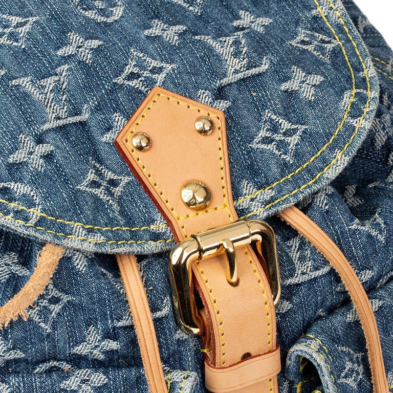 Circa 2000 Louis Vuitton Blue Monogram Denim PM Backpack at  display picture 2