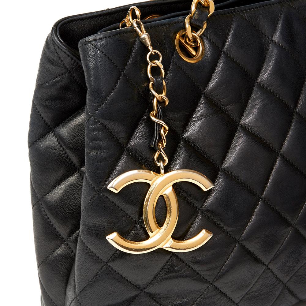 1989 Chanel Black Quilted Lambskin XL Timeless Charm Shoulder Bag 1