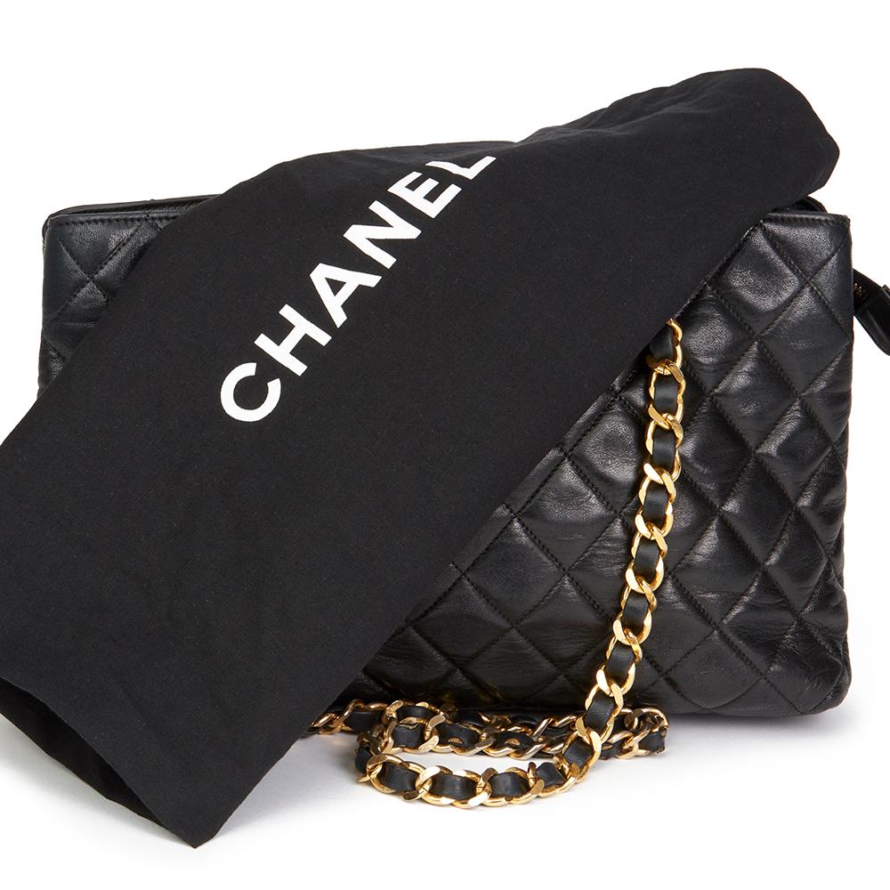 1989 Chanel Black Quilted Lambskin XL Timeless Charm Shoulder Bag 6