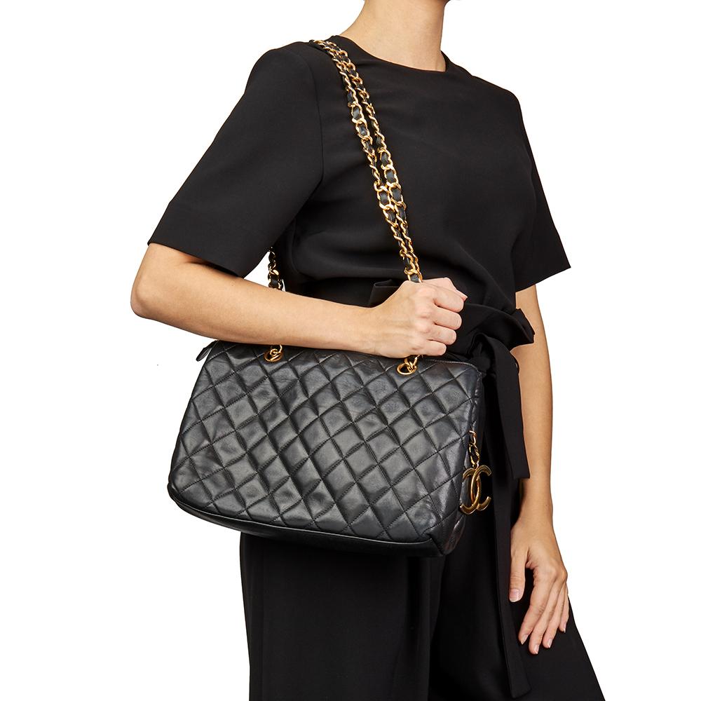 1989 Chanel Black Quilted Lambskin XL Timeless Charm Shoulder Bag 7