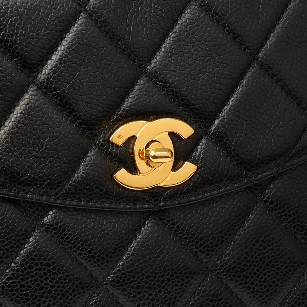 Chanel Black Quilted Caviar Leather Vintage Classic Shoulder Bag, 1996  1
