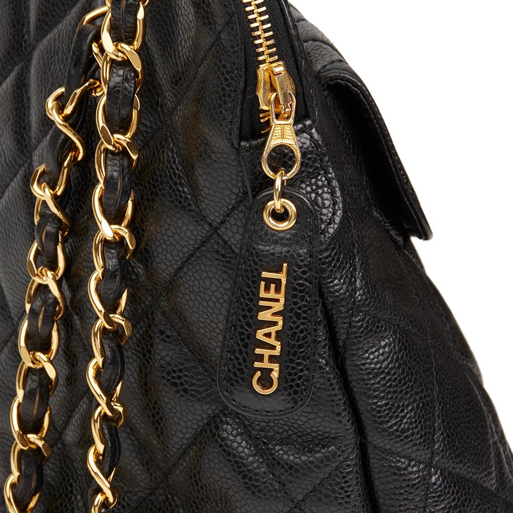 Chanel Black Quilted Caviar Leather Vintage Classic Shoulder Bag, 1996  2