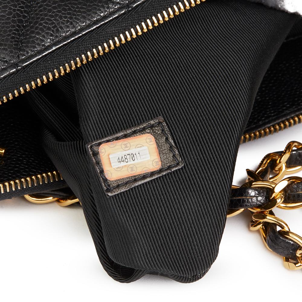 Chanel Black Quilted Caviar Leather Vintage Classic Shoulder Bag, 1996  4