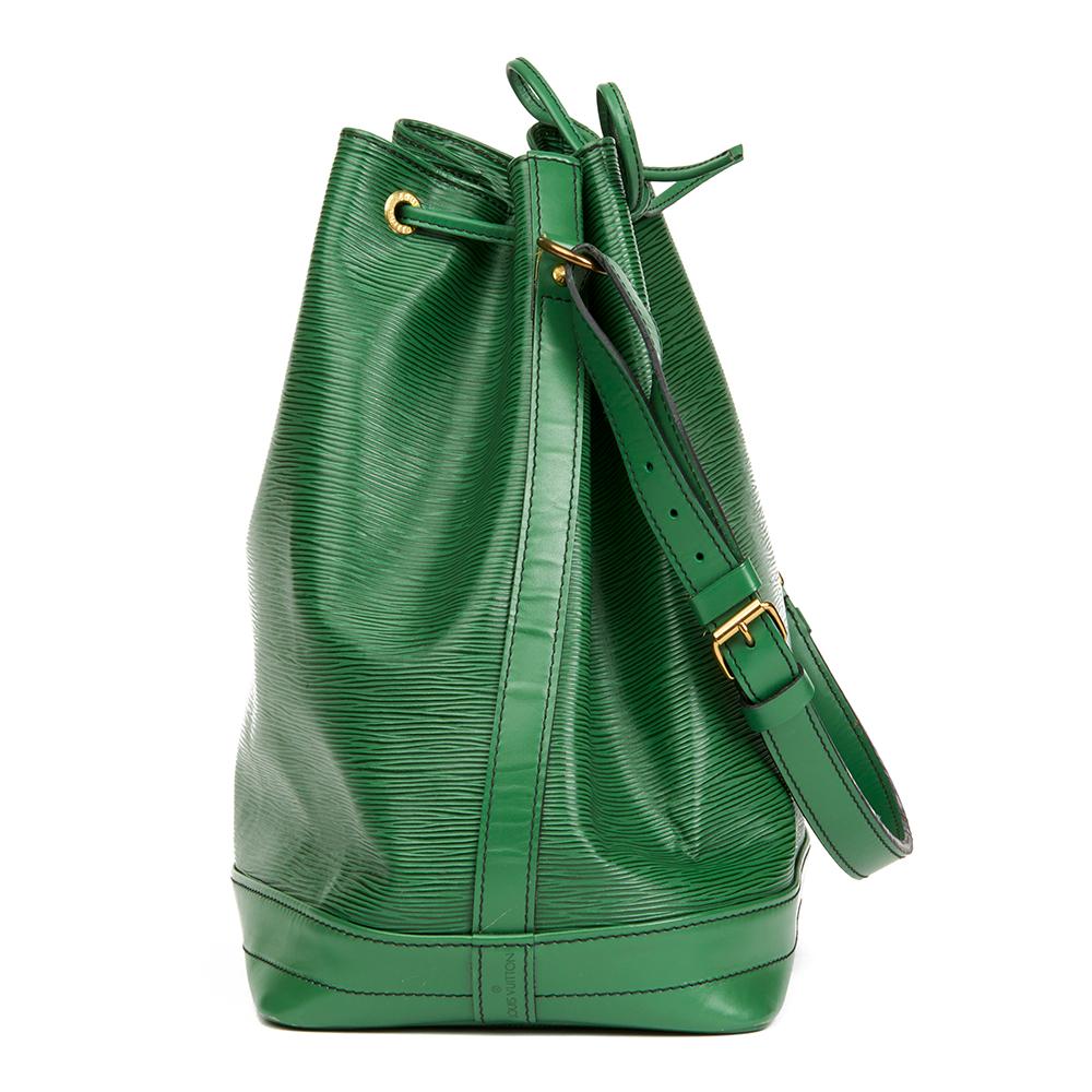 Blue 1990 Louis Vuitton Borneo Green Black Stitch Epi Leather Vintage Noé Bag
